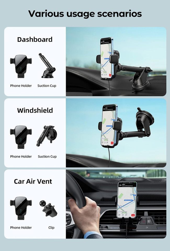 2.5D Tempered Glass Magnetic Car Mount With Automatic Recognition And Breathing Light