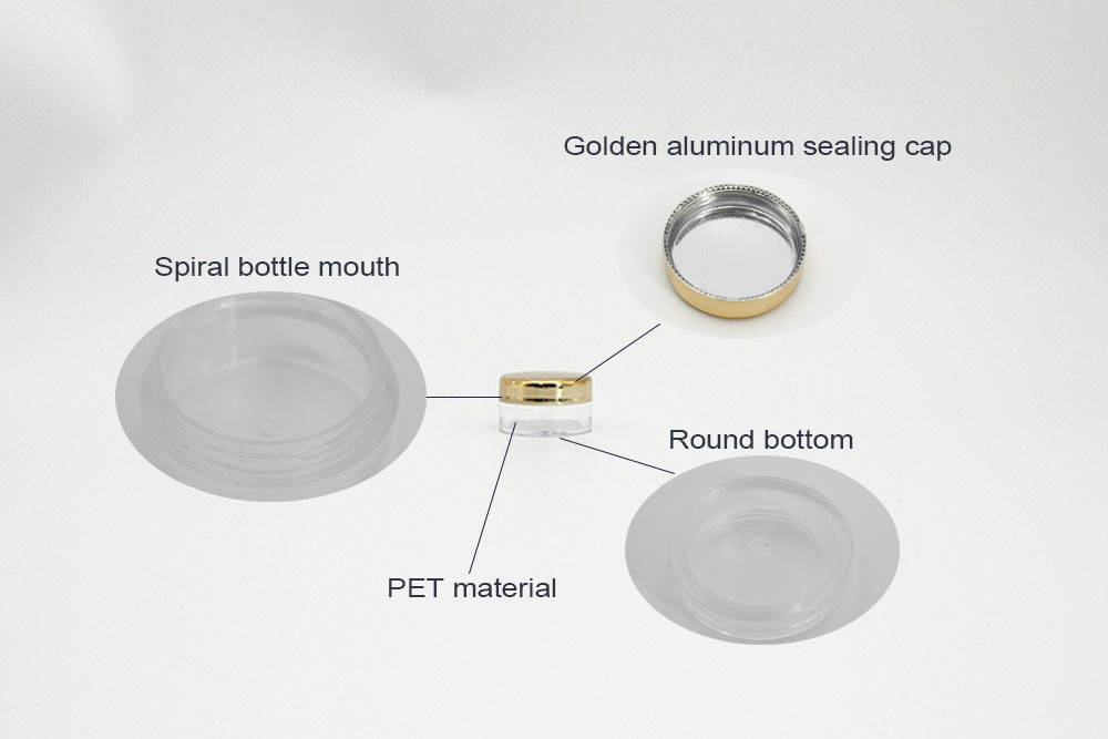 38mm 10ml 5g Clear Cosmetic Jars With Golden Screw Cap