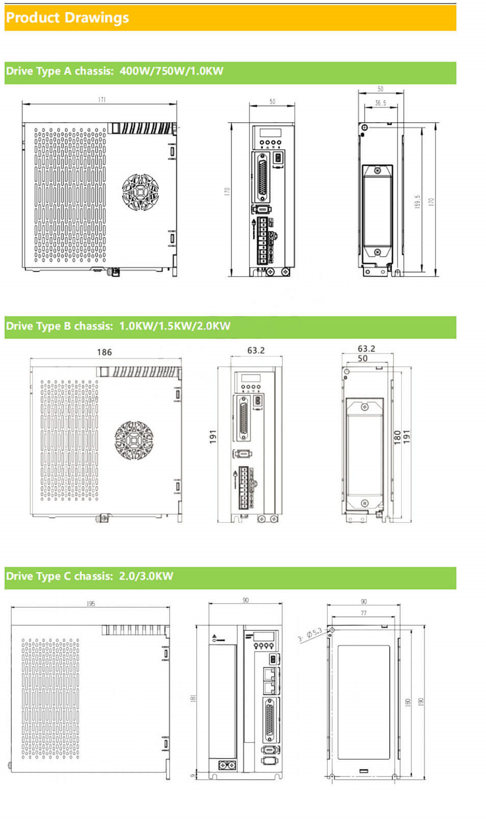 AC220V Three Phase Power Servo Motor 380W 100W 200W 400W 750W