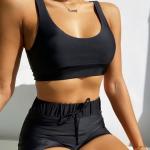 Kawalala Women Swimwear Black Padded Triangle Bikini