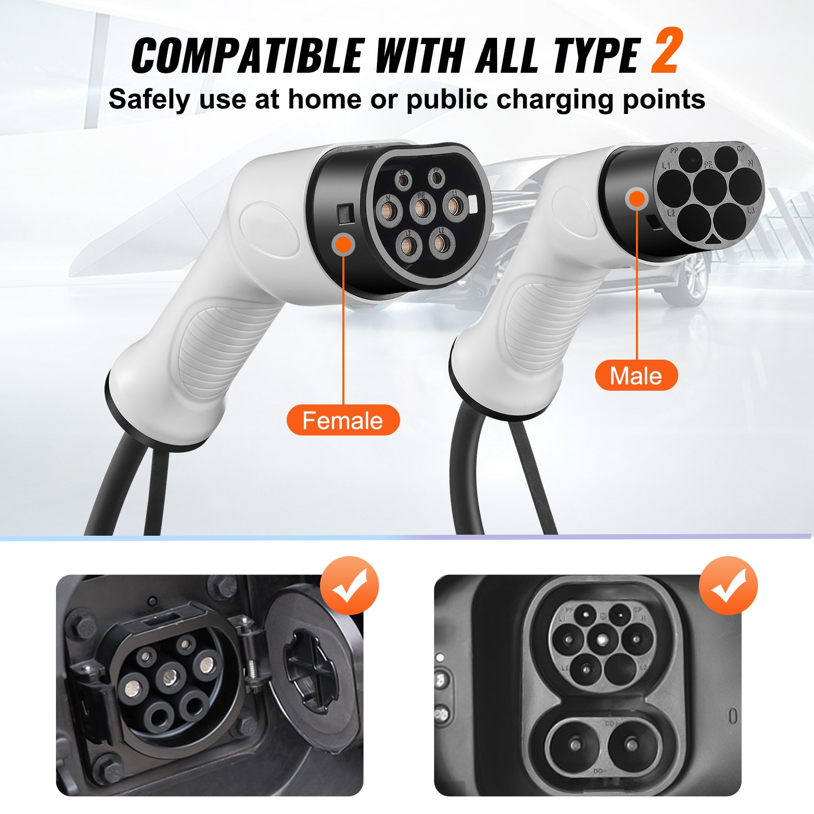 16A 11KW Electric Vehicle Charging Cable IEC 62196 AC Type 2 To Type 2 EV Cable