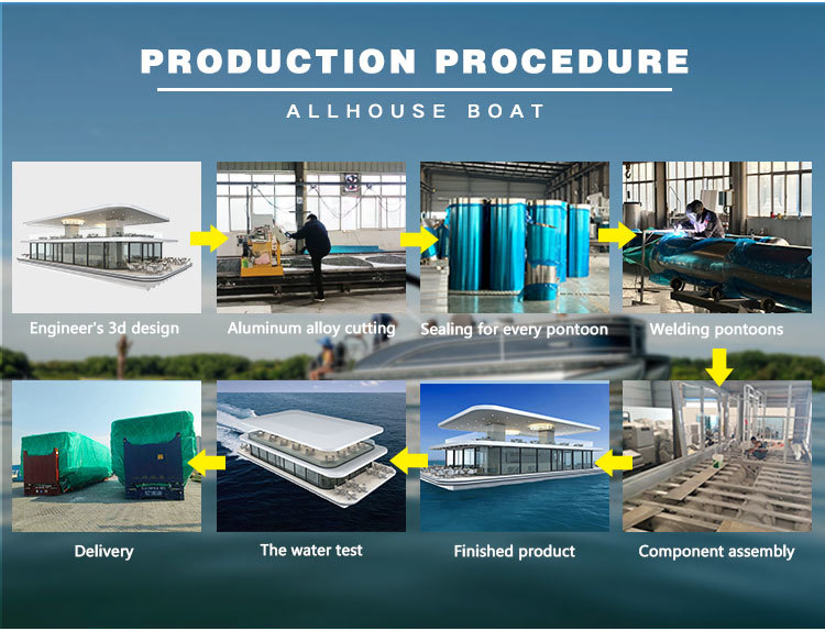 High Capacity Aluminum Floating Restaurant Boat Two Level pontoon Boat luxury