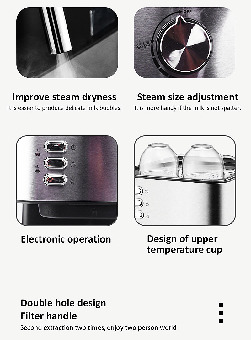 Portable Electric Espresso Coffee Machine Made of Stainless Steel for Home and Office