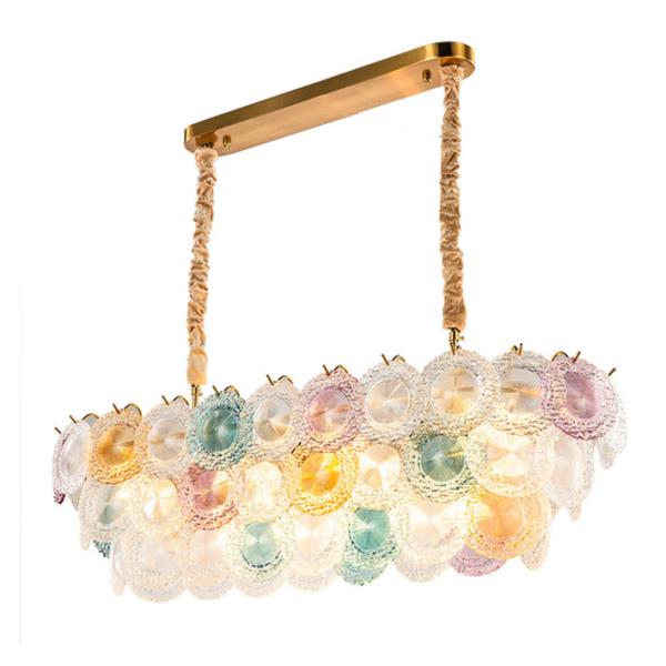 Rainbow round glass transparent chandelier Manggic Gold Color Suspension Luminaire Postmodern Crystal Gold Pendant