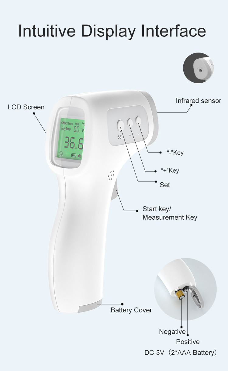 1.5V Fever Indoor Forehead Digital IR Infrared Thermometer