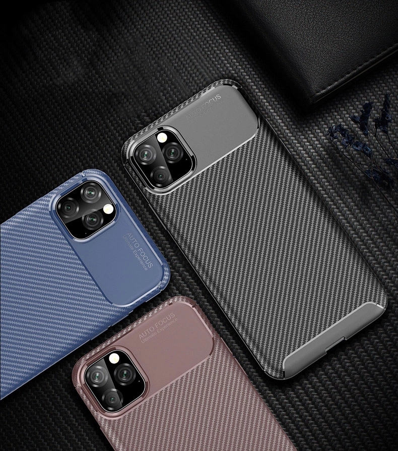 Function Protect Mobile Phone TPU Case Carbon Fiber Brushed for iPhone 11 Pro Max