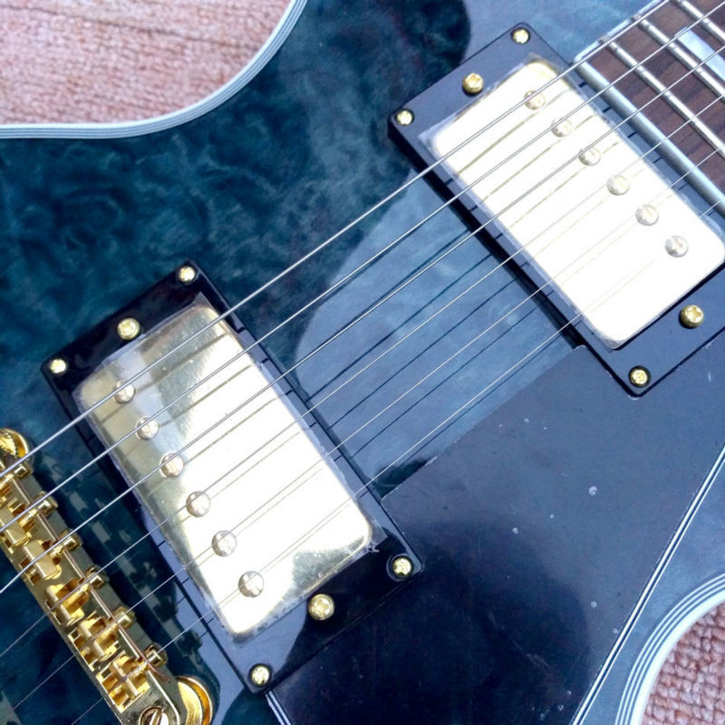 New style high quality custom LP Style electric guitar Gold Hardware in Blue Quilte Maple Electric Guitar Free Shipping