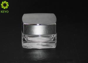 China Thick Bottom 20g Cosmetic Cream Jar , Square Shape Transparent Glass Jar wholesale