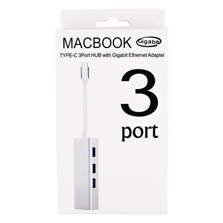 Aluminum Alloy USB 3.1 Type C to Ethernet Adapter With 3 Port USB 3.0 HUB Type-C to RJ45 Network LAN Adapter Converter Cable