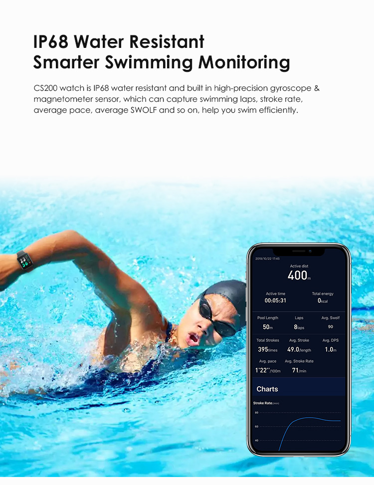 Touch Screen 240*240 Thickness 8.5mm Waterproof Sport Smart Watch
