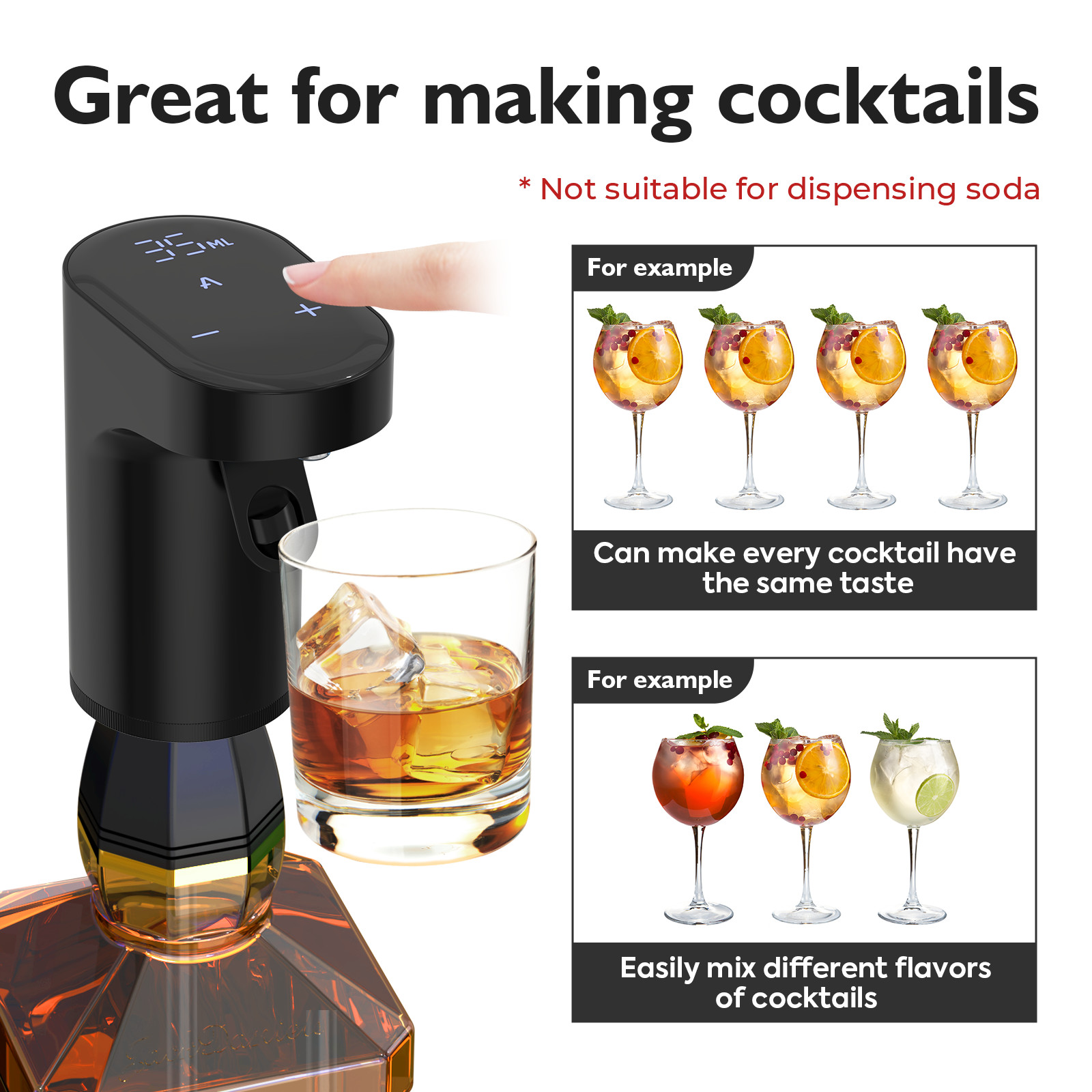 Colorful Multi Smart Wine Dispenser With LED Display Rechargeable Battery