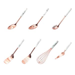 China 7 Pcs Cooking Utensils Set Stainless Steel Heat Resistant Rose Gold Kitchen Accessories wholesale