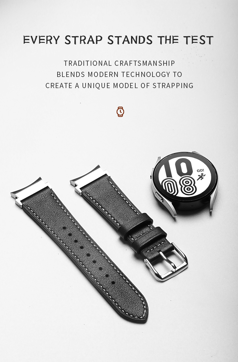 20mm Leather Watch Band for Samsung Galaxy Watch 4 Quick Release Genuine Leather Strap