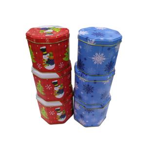 China Customized Octagon Christmas Cookie Tins Bulk Offset CMYK printing wholesale