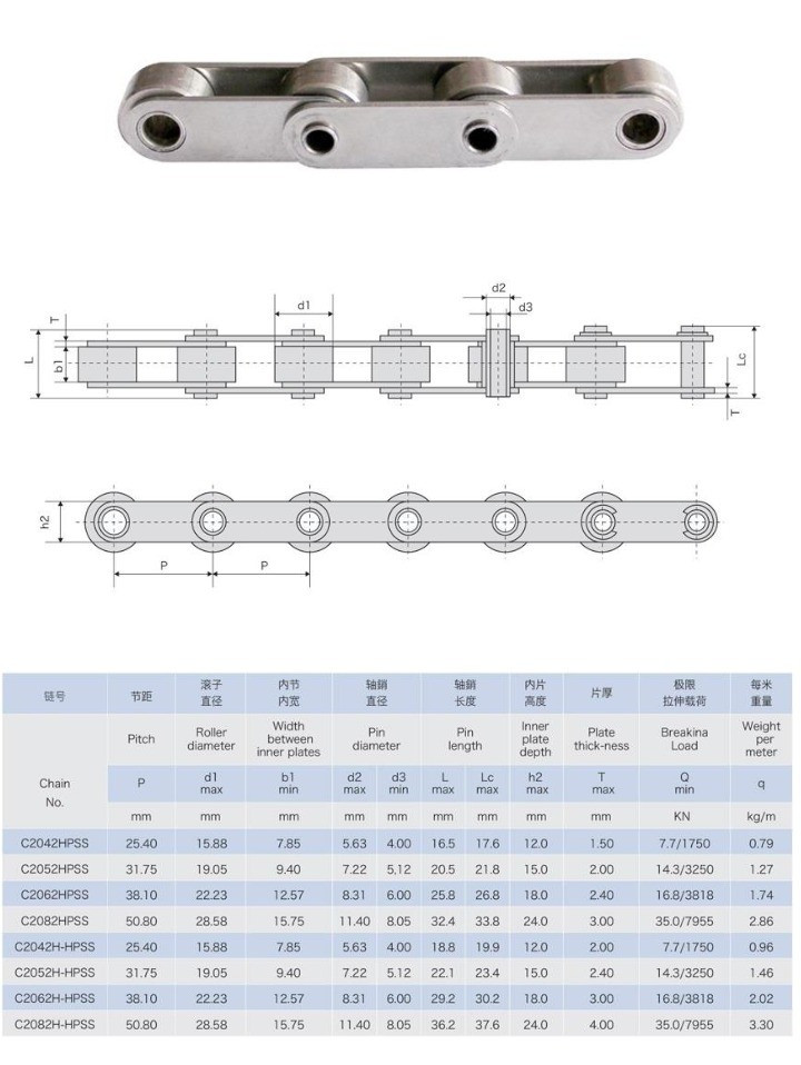 C2060 Transmission Roller Chain / Conveyor Belt Chain 304 SS