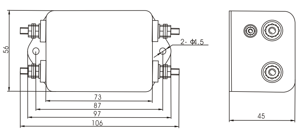 DEA5 Series Two Section EMI Filter Single Phase Rated Current 20A-30A