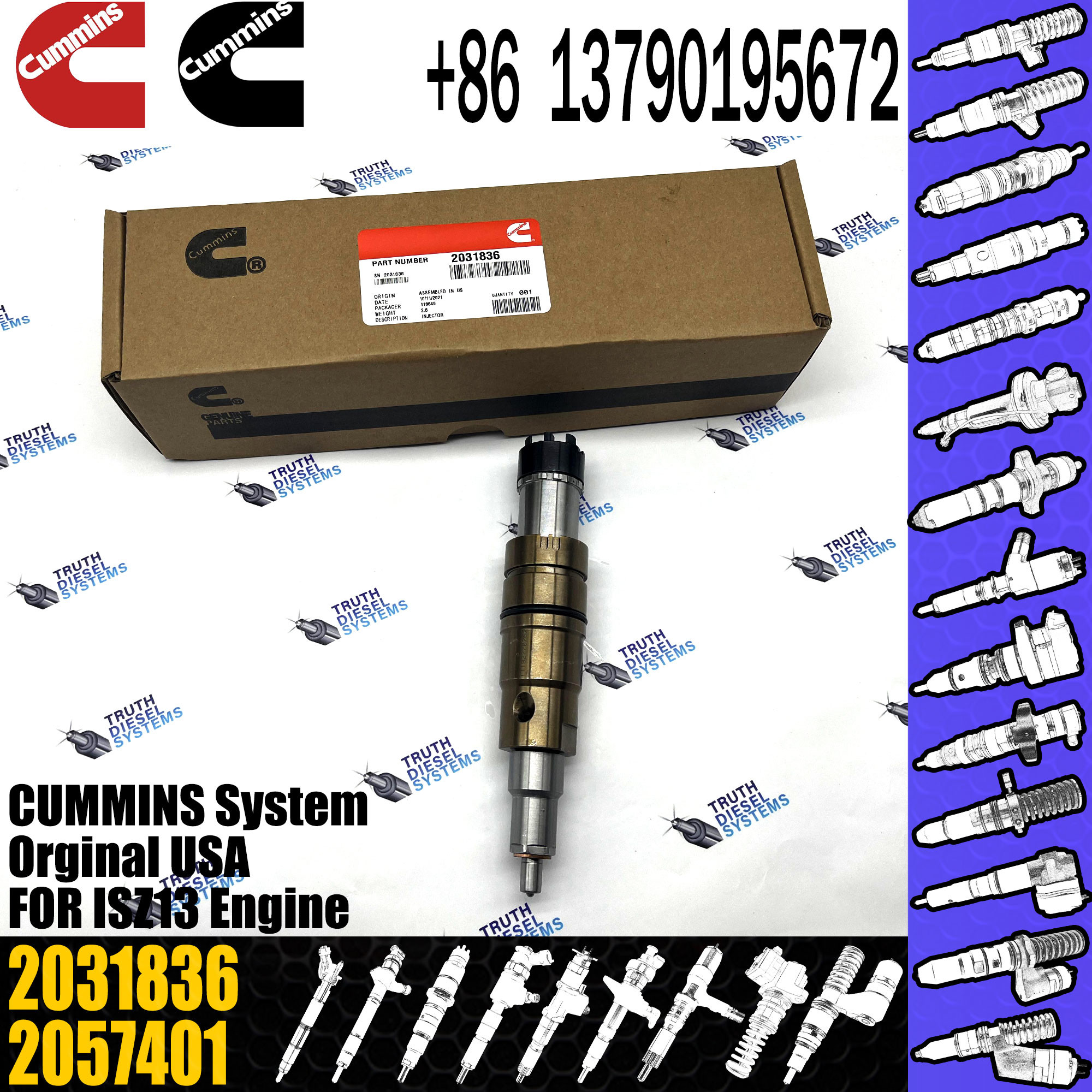 Diesel Common Rail Fuel Injector 1948565 2030519 2031836 2031835 2086663 2419679 2086663 2057401 1948565