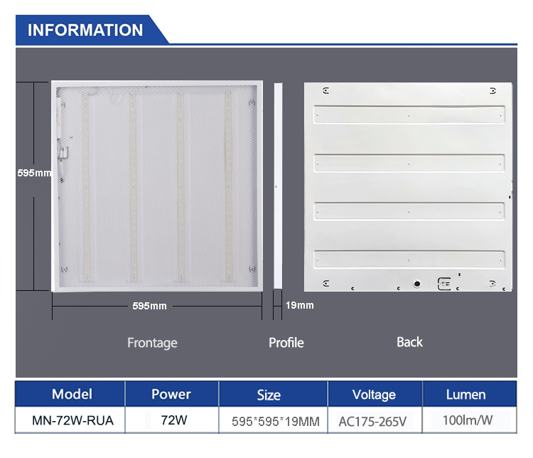 72W Prismatic Back Light LED Ceiling Light 595x595x19 Color Temperature CCT 3000k-6000k