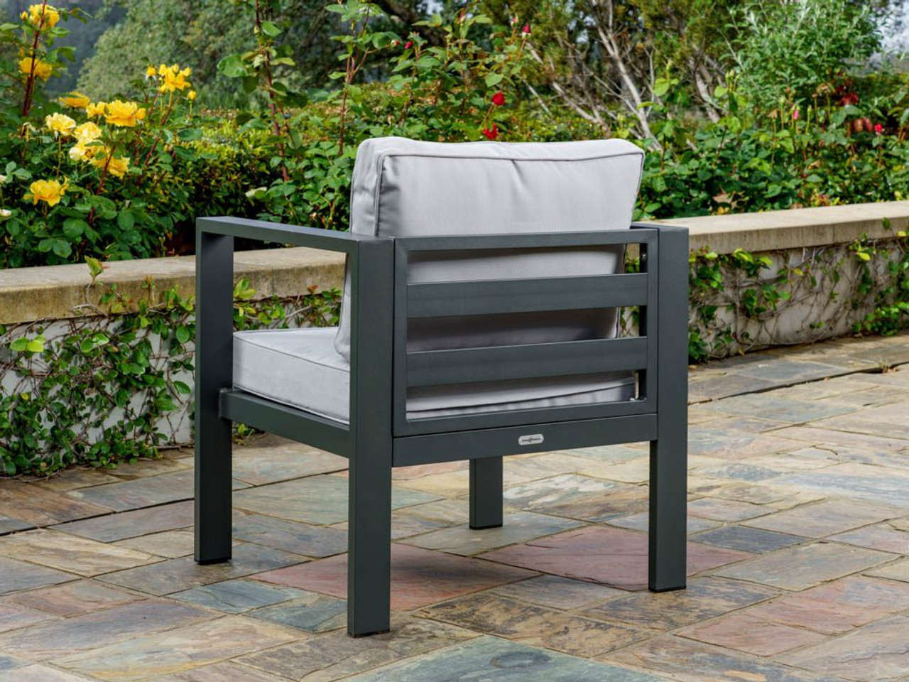 Courtyard Garden Loveseat Sofa Set AJUNION Modern Aluminum Outdoor Sectional Lounge