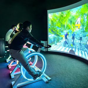 Dynamic Racing Interactive Projection Game Outside Interactive Bike Game