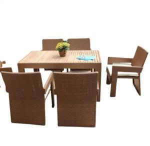 China 7 pcs outdoor patio garden teak wooden dinning set rattan dining chairs---YS4509 wholesale