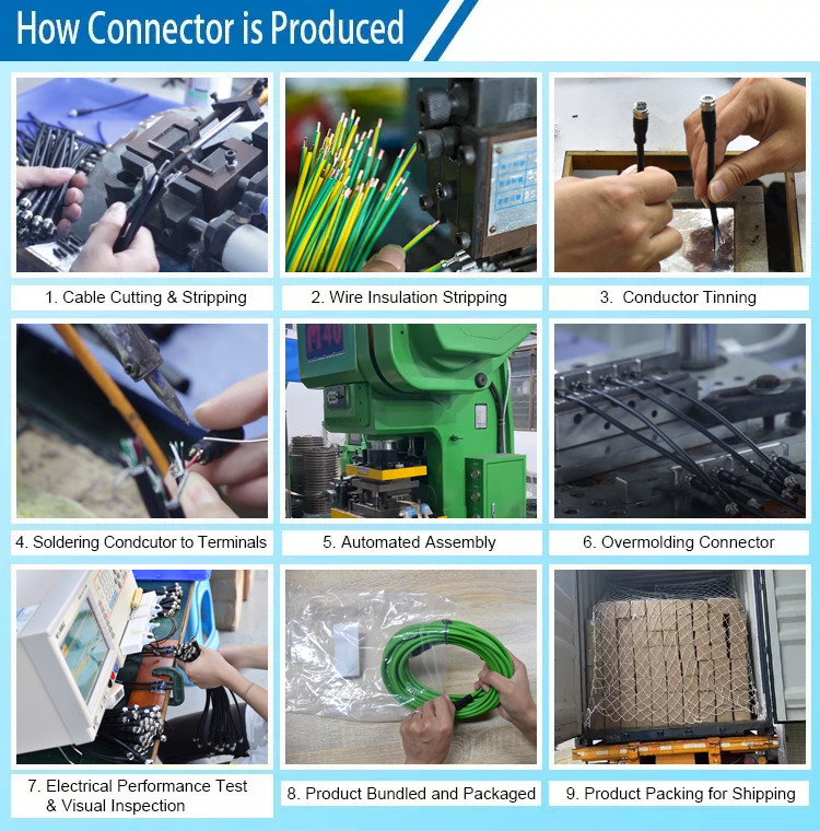 Electrical Waterproof Circular Connector A Code 3 4 5 Pins M12 Sensor Connector Molded Cable