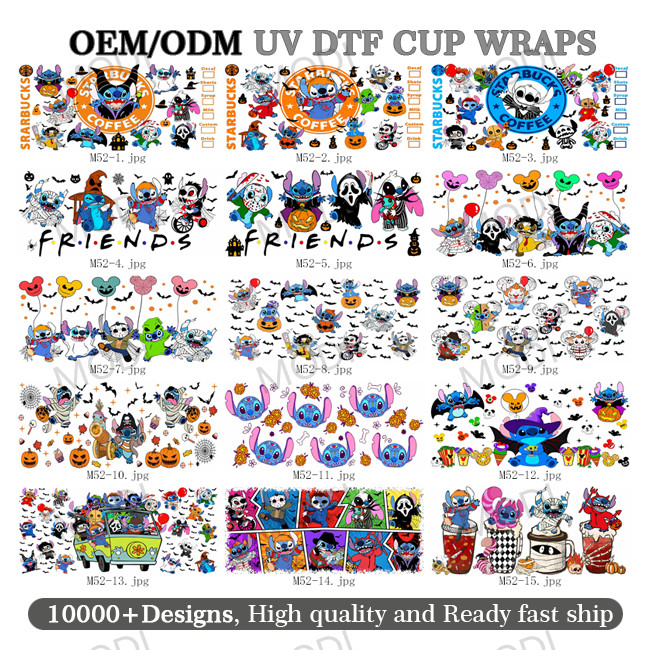 UV DTF Cup Wrap Transfers For Glass Tumblers Halloween Cup Stickers Design