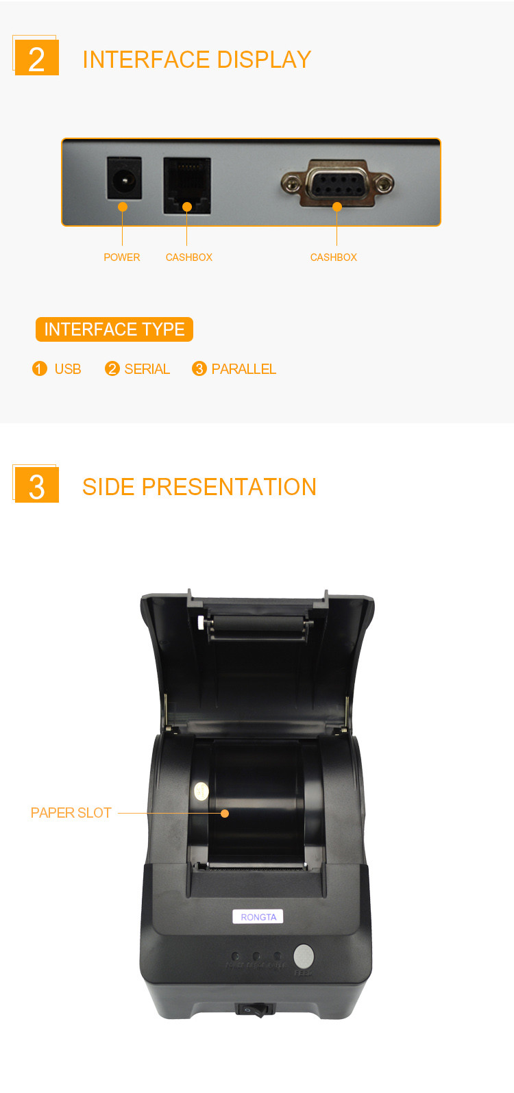 100mm/s USB Bluetooth Barcode Scanner Desktop POS 58 Printer