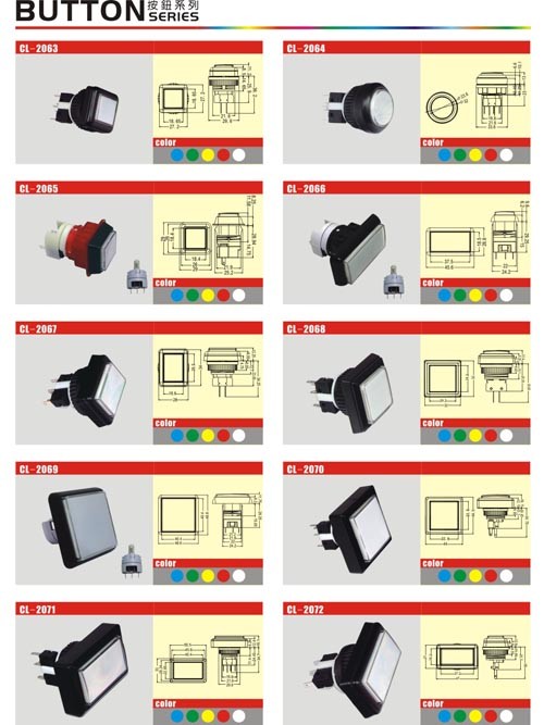 Start Push Button Arcade Game Machine Parts With Micro Switch 60mm X 60mm Size