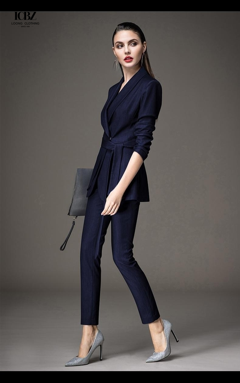Classic Womens Suits Set for Women Lady Business Suits NO Hooded Button Decoration