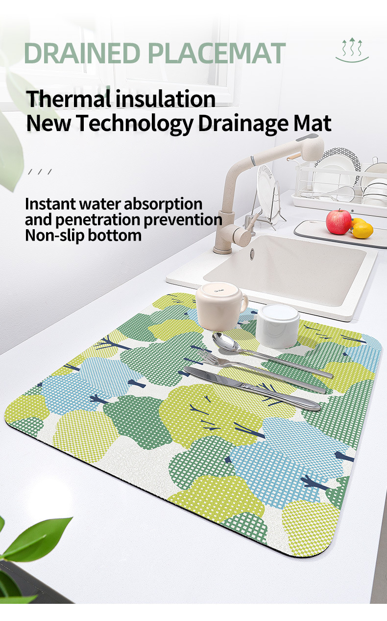 30*40cm/40*50cm Kitchen Drying Mat for Stone Countertops Customizable and Durable