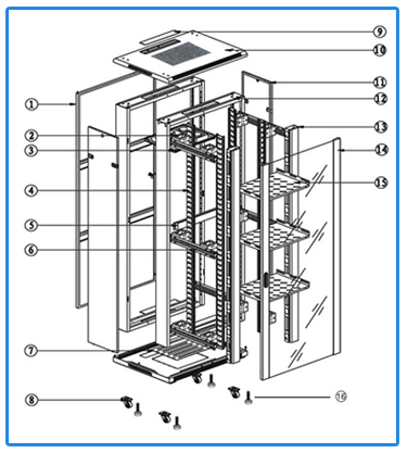 SPCC Cold Rolled Steel 42u Server Rack Cabinet Network Cabinet Ip20