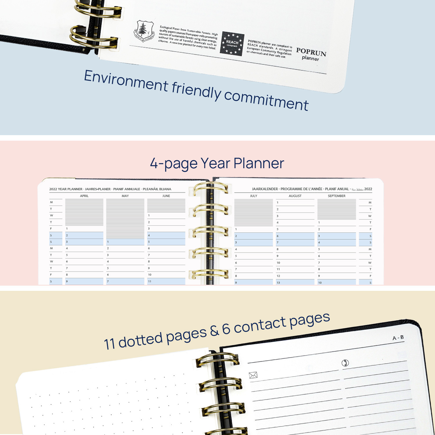 6.75''x4.2'' Custom Academic Planner Vertical Layout 80GSM Ivory Paper