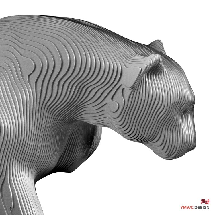 Regional Feature Europe Artistic Installation with Life-size Bronze Leopard Sculpture