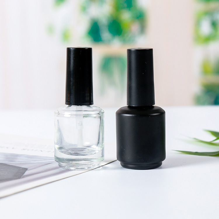 8ml 10ml Matte Black Empty UV Gel Nail Polish Bottle With Cap and Brush for Industrial Cosmetic Custom Unique Oval Shape