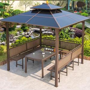 China Outdoor Hardtop Gazebo Patio Galvanized Steel Double Roof Permanent Canopy wholesale