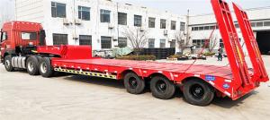 China Steel Material 60T -70T Heavy Duty Semi Trailers Low Bed 3 Axles 12R22.5 / 12R20 Tire wholesale