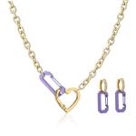 Gold Plate 18K Gold Jewelry Set Stainless Steel Necklace Earring Set Spray Paint