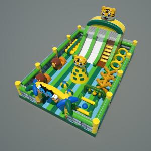 China Tiger Castle Inflatable Bounce House Playground (Green &amp; Yellow ) wholesale