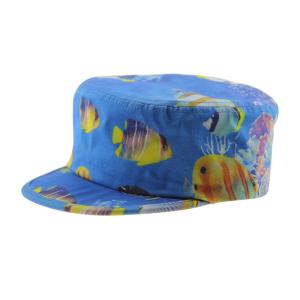 China Fashionable Printing Mens Canvas Cadet Hats Military Street Cap Flat Embroidery wholesale