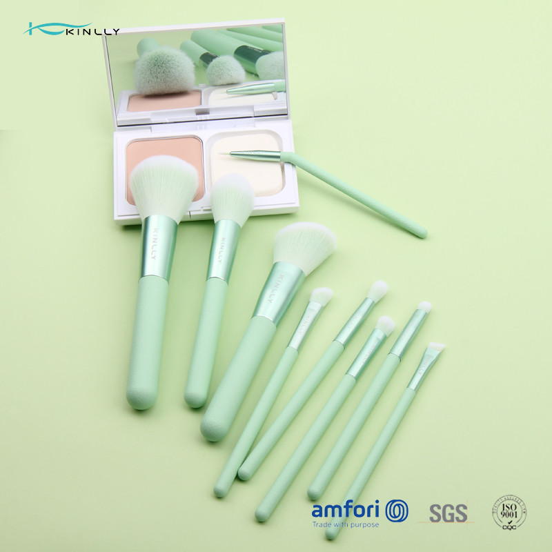 ISO9001 Plastic Handle 9pcs Makeup Brush Set With Bag