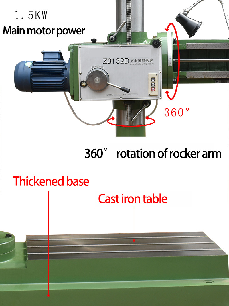 Universal radial drilling machine Z3732D Maximum Drilling Diameter 32mm Radial Drilling Machine