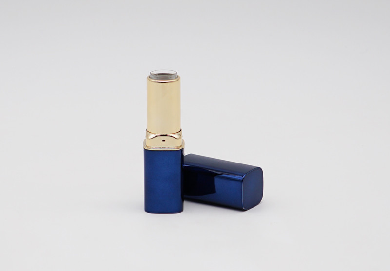 Shiny Blue Empty Lipstick Tube Hot Stamping Surface Treatment