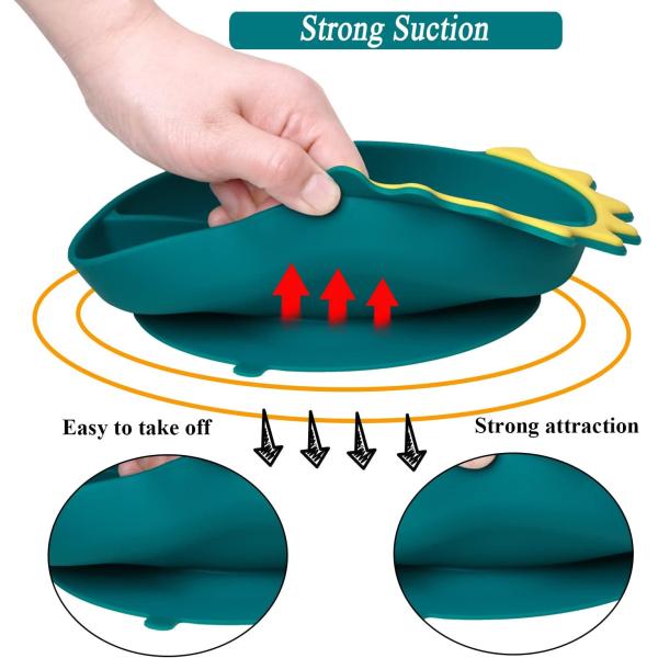 Reusable Thickened Silicone Baby Feeding Set , Nontoxic Suction Cup Plates And Bowls