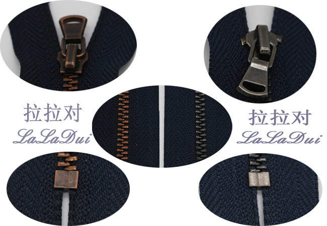 Black Nickel Teeth Metal Coat Zippers , 5# Auto Lock Copper Metal Zipper By The Yard