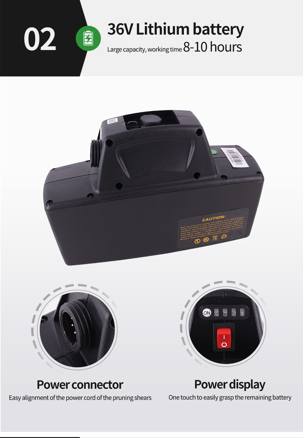 Swansoft 30mm Tijeras de podar 36V tijeras de podar de batería de litio tijeras de podar de poste telescópico