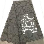 Pink 3D Flower Embroidered Mesh Lace Fabric , Sequin Beaded Lace Tulle For Dress