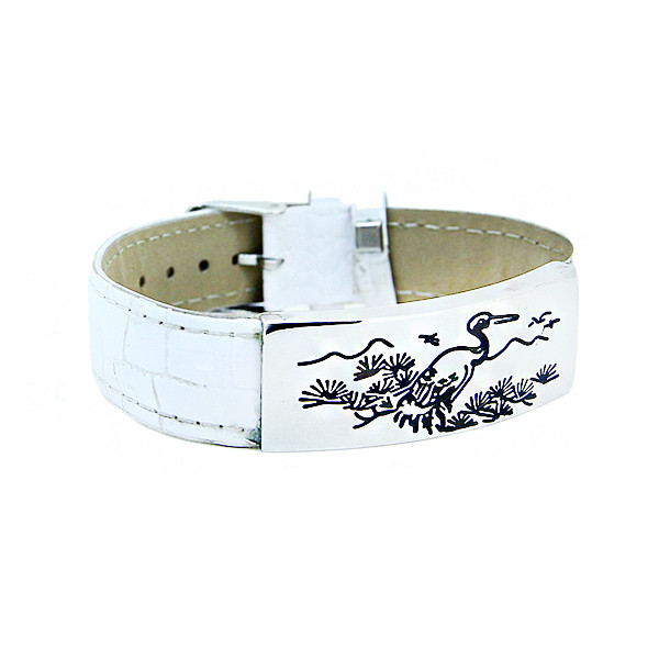 Europ American Fashion Trendy Stainless Steel Geniune PU Leather Bracelet Bangle