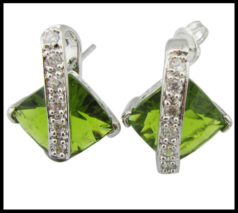 Ring Size 7 925 Silver Jewelry Set with Lobster Clasp Closure Green Summer
