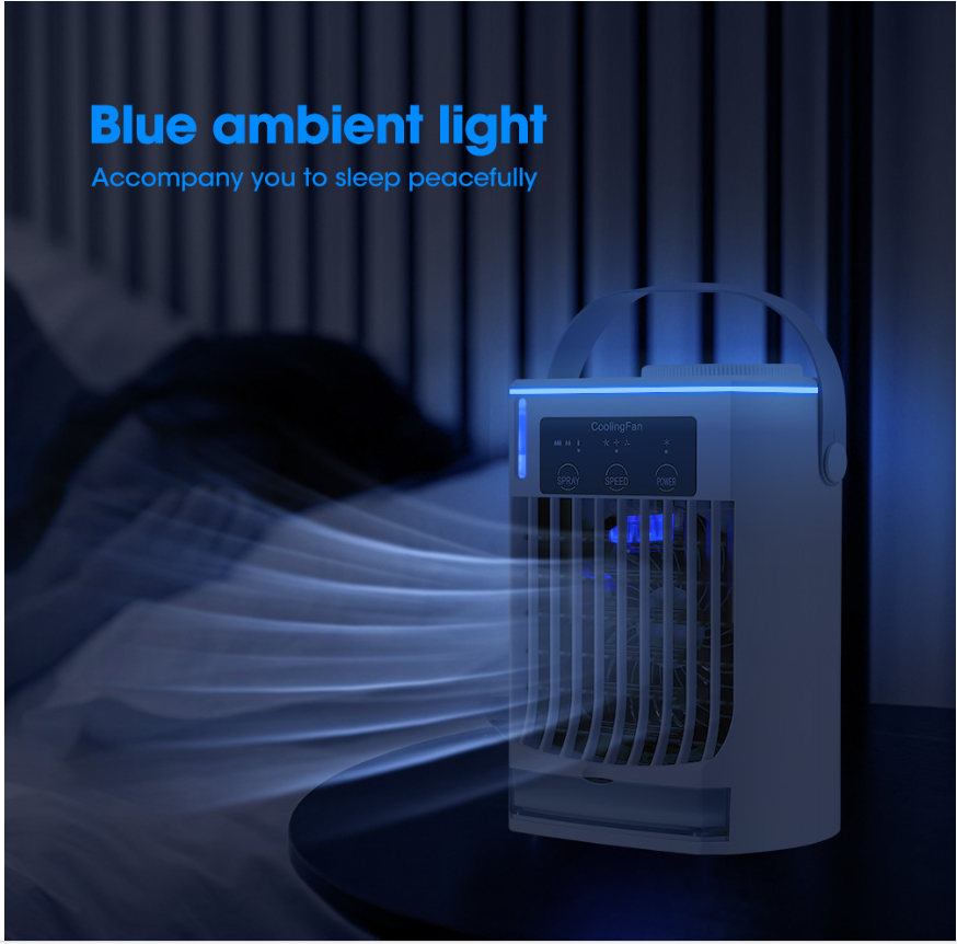 Foldable Mini Portable Air Conditioner with Spray Humidify and USB Water Cooling Fan